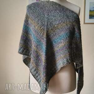 ręcznie na drutach - przed burzą cudownie miękka chusta z alpaki i merino