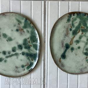 Duże talerze ręcznie robione, zielony, talerz mleczny