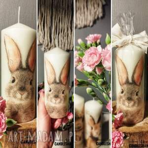 świeca dekoracyjna 18 cm zając, wiosna, wielkanoc rękodzieło dekoracje