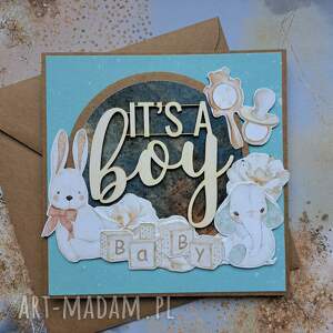 kartki kartka na baby shower chłopca (w kopercie)