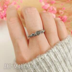 pierścionek kwarc turmalinowy regulowany stal chirurgiczna handmade wirewrapping