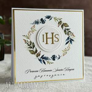 eleganckie zaproszenia komunijne ręcznie robione, wzór 33d pierwsza komunia