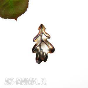 Prezent Dębowy listek duży - zawieszka srebrna brąz, liść
