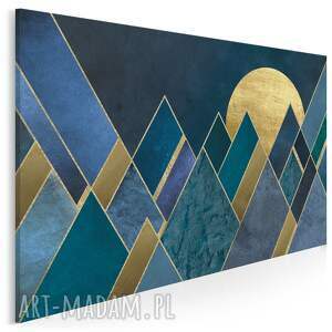 Obraz na płótnie - TRÓJKĄTY NOC GRANAT ZŁOTO - 70x50 cm (65101)