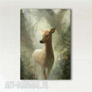 obraz - sarna skandynawski, wydruk na płótnie, natura las, malowany ręcznie