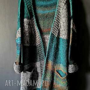 swetry kolorowy kardigan, sweter ciepły sweter drutach, boho, prezent