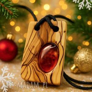 Prezent Wisiorek Bursztyn w octowcu - żywioł ognia i bursztynowego