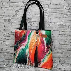 torebka damska shopper bag na ramię zamykana - abstrakcja, torba