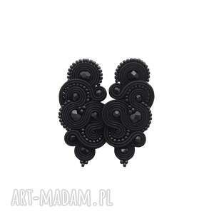 kolczyki mirino black soutache, sutasz wieczorowe, unikatowe, rękodzieło