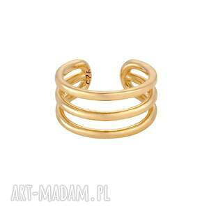 Złota potrójna nausznica, kolczyki, pozłacane