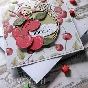 Wiśniowy Sad suvenir - ręcznie robiona kartka scrapbooking z wiśniowym motywem