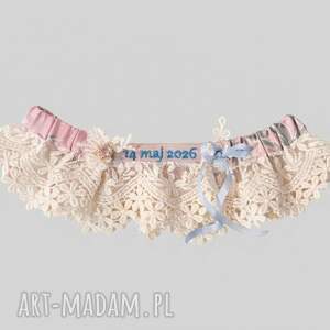 Personalizowana podwiązka ślubna z jedwabiu naturalnego