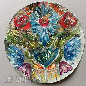 florals 1, akwarela na papierze, botaniczne motywy kwiary, folk, obraz do salonu