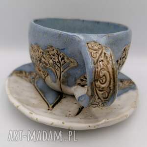 handmade ceramika mini komplet "błękitno - kwiatowo" 3