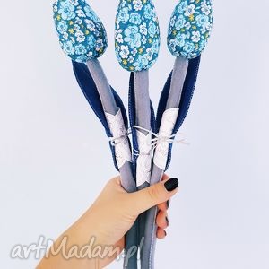 ręcznie zrobione dekoracje tulipanek bawełniano filcowy niebieski