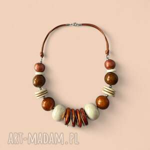 naszyjnik feboo tala kremowo - miedziany, naszyjnik z ceramiki, duzy, ceramika