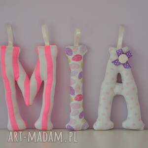 literki szyte imię mia ozdoba pokoju - pinezka pokoik dziecka