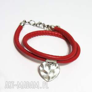 handmade bransoletka - serce - czerwona