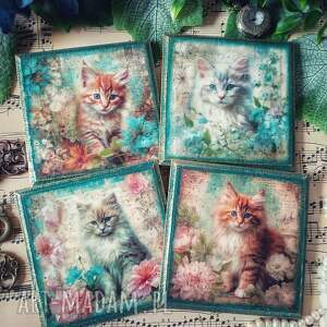 Dekoracyjne podkładki decoupage Magiczne Kotki, farmhouse