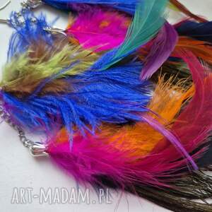 Kolczyki długie lekkie zwariowane pióra bardzo bujne wykonane