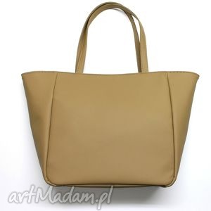 na ramię shopper bag worek - nude, elegancka nowoczesna, prezent, sack