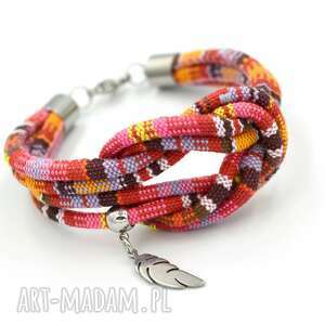 handmade bransoletka boho peroo knot with feather