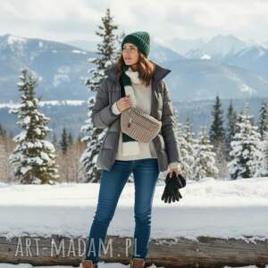 Prezent Big nerka welur paski fango, torebka przez ramię, saszetka