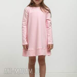 tessita sukienka trapezowa z plisą u dołu dla dziewczynki, mmd36, jasnoróżowa