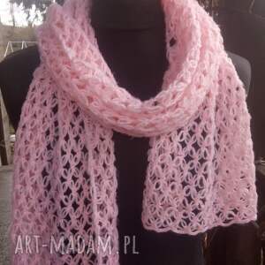 różowy ażurek, narzutka, chusta, szal koronkowy