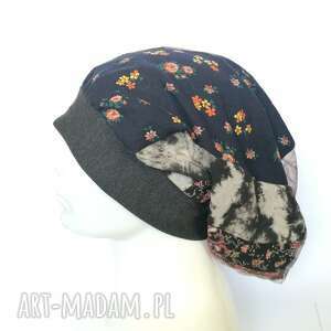 handmade czapki czapka turbanowa etno boho patchwork - na podszewce, rozmiar uniwersalny