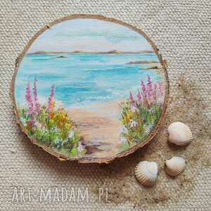 podkładka pod kubek/obrazek błękitna laguna, morze plaża, kwiaty