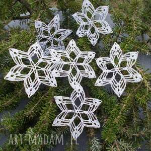 zestaw srebrnych ażurowych gwiazdek 6szt, gwiazdki na choinkę śnieżynki