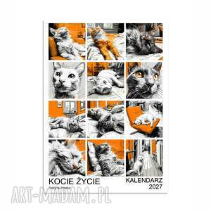 Kalendarz 2027 z kotami - Kocie życie 15 x 21 cm