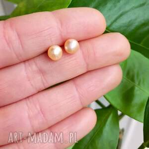 sztyfty naturalne różowe perły fi 5 mm, srebro 925, kolczyki
