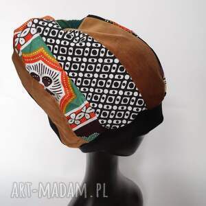 czapka damska patchworkowa uniwersalna etno boho folk box 44, frida, kolorowa