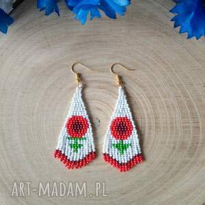 z koralików, kolczyki - kwiatuszkami