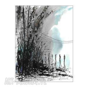 grafika z cyklu lazurowe drżenia 30cm x 40cm, błękitne nastroje, a3