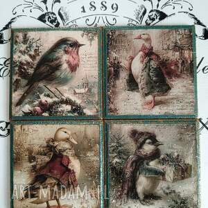Podkładki pod kubki decoupage Baśniowa Kraina - 4 szt.
