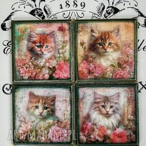 Ozdobne podkładki decoupage Magiczne Kotki, farmhouse, kot