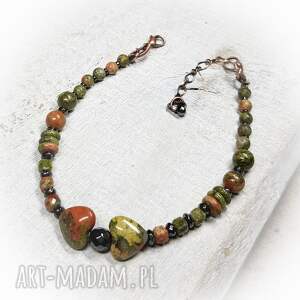 w kolorach wiosny b25, miedź, bransoletka, unakit