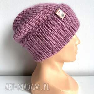 ręcznie robiona czapka beanie aurea 100 baby merino plus moher i jedwab 27/04