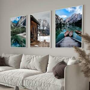 zestaw plakatów 50x70 cm, górskie jezioro, dolomity set42, pejzaż plakaty