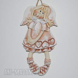nieśmiało się uśmiecham - aniołek z masy solnej, prezent, dekoracja