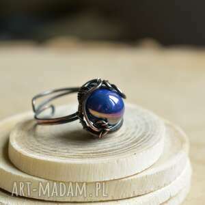 blue ball - pierścionek z ceramiką prezent dla kobiety