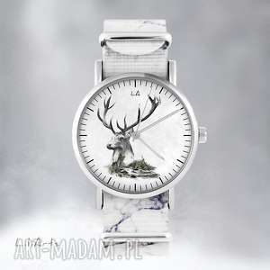 zegarek - jeleń marmurkowy, nato, bransoletka, las, prezent