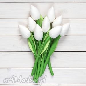 tulipany kremowy bawełniany bukiet, kwiaty z materiału