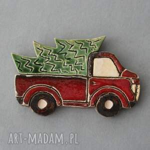 handmade pomysł na prezent pod choinkę samochód z choinką II - magnes