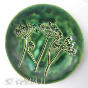ręczne wykonanie ceramika roślinny zielony talerzyk