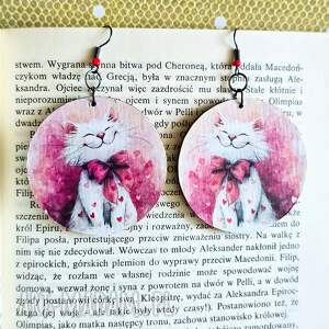 kolczyki wiszące - zakochany kociak, kociara, miłość, walentynki, kotek