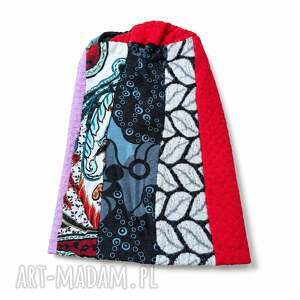 Patchworkowa czapka Smerfetka na podszewce - handmade